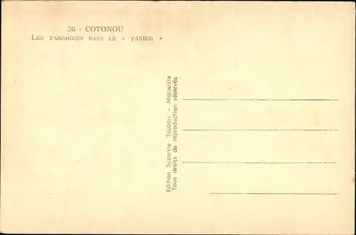 Ak Cotonou Benin, Les passagers dans le Panier