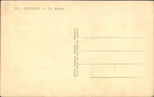 Ak Cotonou Benin, Le Phare, Einheimische am Leuchtturm