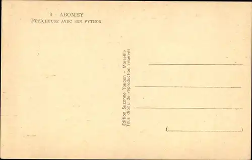 Ak Abomey Benin, Feticheuse avec son python