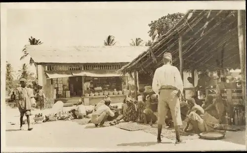 Foto Ak Daressalam Dar es Salaam Tansania, Marktplatz, Händler