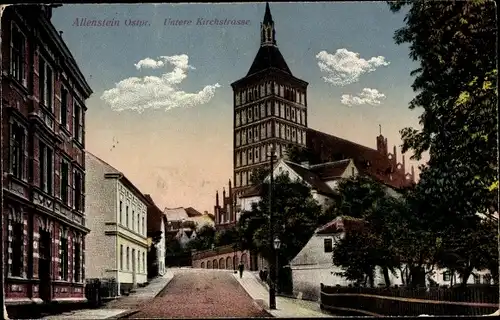 Ak Olsztyn Allenstein Ostpreußen, Untere Kirchstraße, Kirche