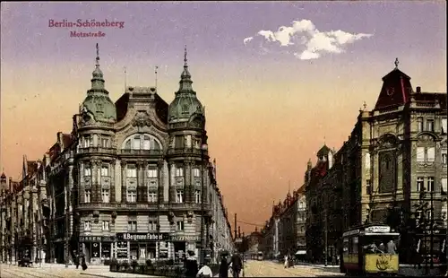 Ak Berlin Schöneberg, Motzstraße, Straßenbahn 346, Färberei H. Bergmann