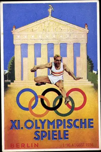 Künstler Ak XI. Olympische Spiele Berlin 1936, Hürdenläufer, Österreichischer Olympiafond