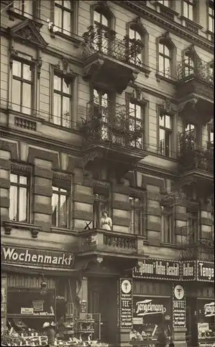 Foto Ak Chemnitz in Sachsen, Straßenpartie mit Geschäften, Wochenmarkt, Tengelmann