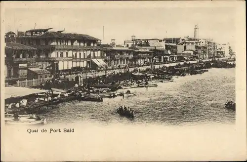 Ak Port Said Ägypten, Hafenansicht