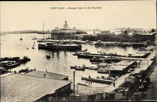 Ak Port Said Ägypten, Hafenansicht