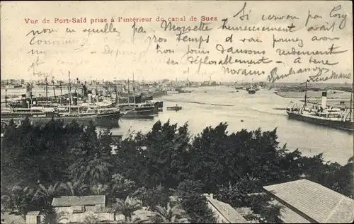 Ak Port Said Ägypten, Blick auf die Einfahrt vom Suez Kanal