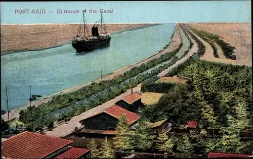 Ak Port Said Ägypten, Einfahrt in des Suz Kanal