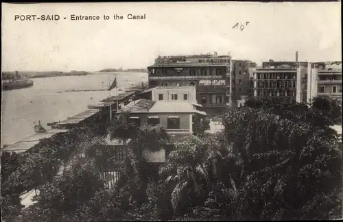 Ak Port Said Ägypten, Einfahrt zum Suez Kanal