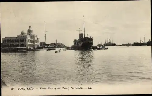 Ak Port Said Ägypten, Wasserstrasse, Suezkanal