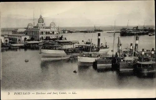 Ak Port Said Ägypten, Hafen, Suezkanal