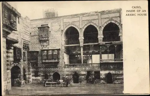 Ak Cairo Kairo Ägypten, Innenhof eines Arabischen Hauses