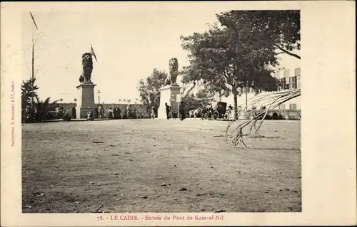 Ak Cairo Kairo Ägypten, Eingang zur Brücke Kasr El Nil