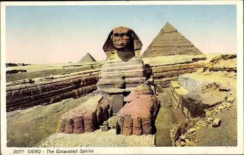 Ak Cairo Kairo Ägypten, The Excavated Sphinx