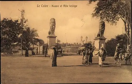 Ak Cairo Kairo Ägypten, Entree du Pont de Kasr-el-Nil