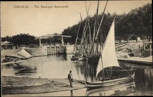 Ak Ismailia Ägypten, The flood gate downwards