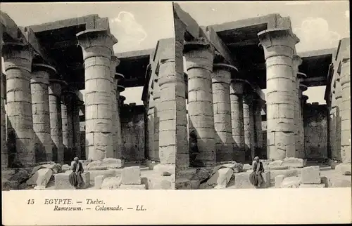 Stereo Ak Theben Ägypten, Rameseu, Colonnade, Blick auf Ruine, Levy & Fils 15