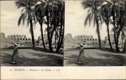 Stereo Ak Karnak Ägypten, Les Ruines