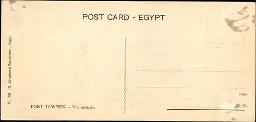 Ak Port Tewfik Suez Port Ägypten, Gesamtansicht