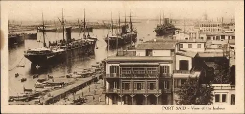 Ak Port Said Ägypten, Hafenblick