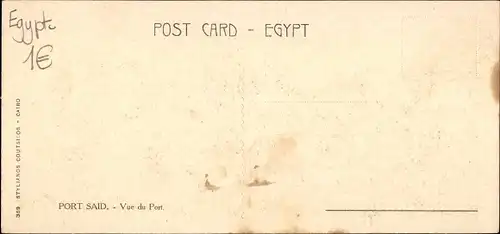Ak Port Said Ägypten, Hafenblick