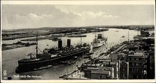 Ak Port Said Ägypten, Dampfer im Hafen