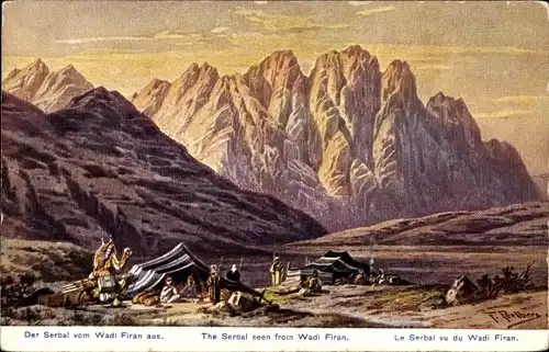 Künstler Ak Perlberg, F., Ägypten, The Serbal seen from Wadi Firan, Gebirge