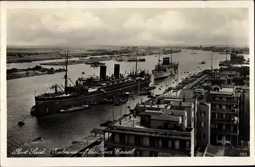 Ak Port Said Ägypten, Entrance of the Suez Canal