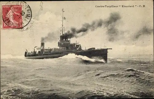 Ak Französisches Kriegsschiff, Contre Torpilleur Etendard