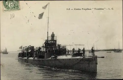 Ak Französisches Kriegsschiff, Contre Torpilleur Tromblon
