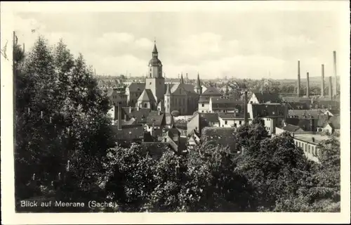 Ak Meerane in Sachsen, Panorama, Kirchturm