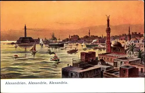 Künstler Ak Perlberg, F., Alexandria Ägypten, Blick auf den Ort, Leuchtturm