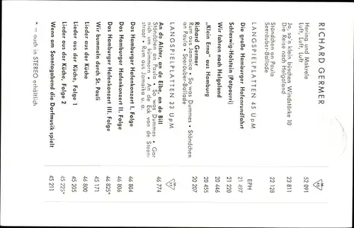 Ak Sänger Richard Germer, Portrait, Polydor