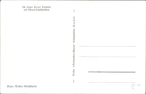 Ak Sänger Will Glahe, Portrait mit Akkordeon, Decca