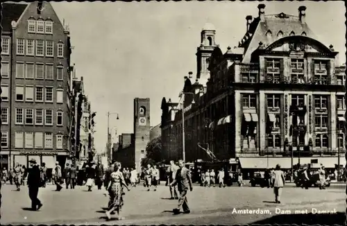 Ak Amsterdam Nordholland Niederlande, Dam met Damrak