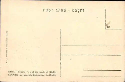 Ak Cairo Kairo Ägypten, General view of the tombs of Khalifs