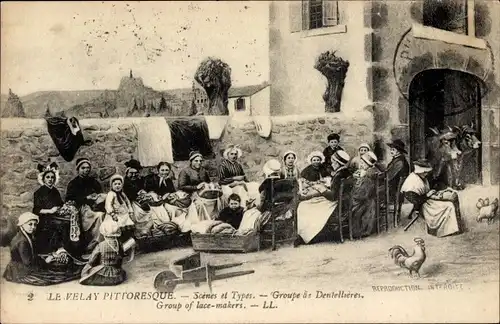 Ak Velay Haute Loire, Scenes et Types, Groupe de Dentellieres