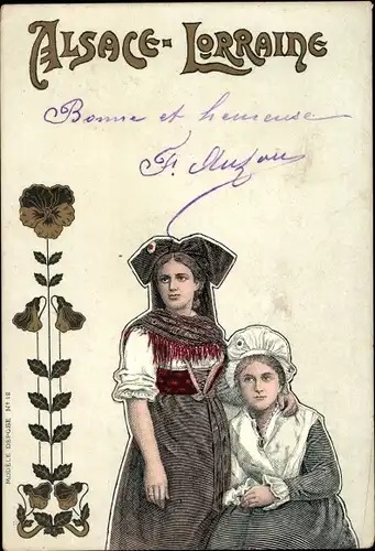 Litho Alsace Lorraine, Frauen in Volkstrachten