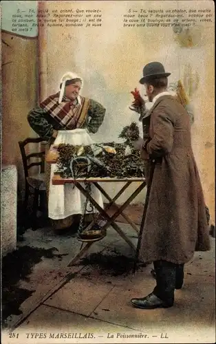 Ak Marseille Bouches du Rhône, Types marseillais, la Poissonniere, Fischhändlerin