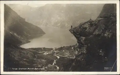 Ak Merok Geiranger Norwegen, Ort im Tal, Aussichtspunkt