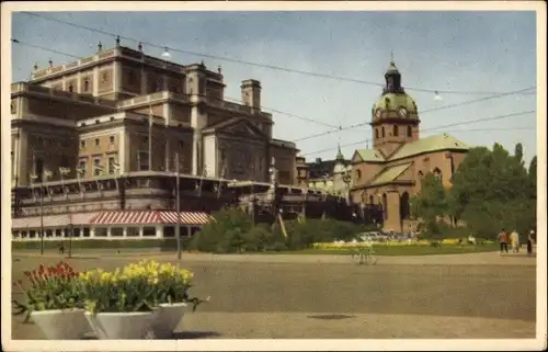 Ak Stockholm Schweden, Kungl. Operan med Jacobs Kyrka