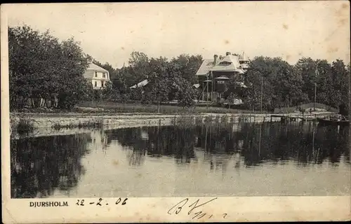 Ak Djursholm Danderyd Schweden, Villa am Ufer