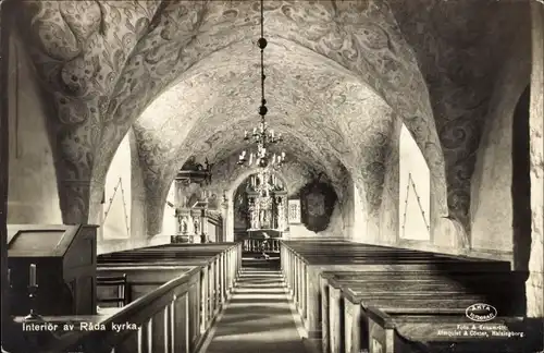 Ak Lidköping Schweden, Interiör av Räda kyrka