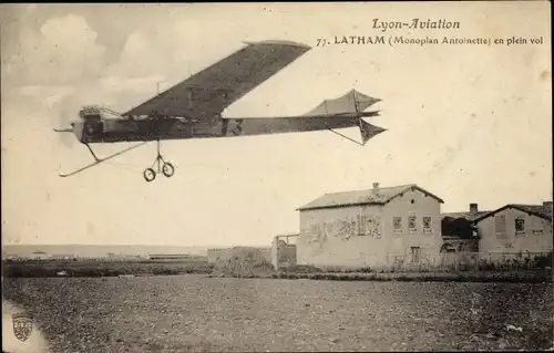 Ak Lyon Aviation, Latham, Monoplan Antoinette en plein vol, Flugzeug