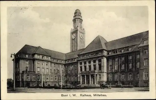 Ak Buer Gelsenkirchen im Ruhrgebiet, Rathaus, Mittelbau