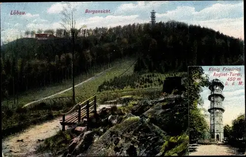 Ak Löbau in Sachsen, Löbauer Berg, König Friedrich August Turm