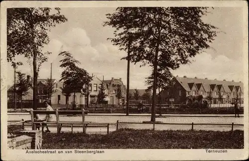 Ak Terneuzen Zeeland Niederlande, Axelschestraat en van Steenberglaan