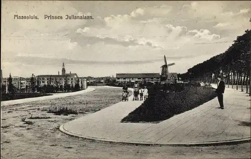 Ak Maassluis Südholland, Prinses Julianalaan, Molen