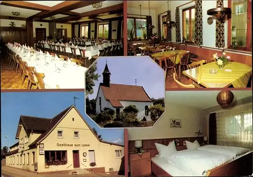 Ak Schrezheim Ellwangen an der Jagst, Gasthaus Lamm, Inneres, Zimmer, Speisesaal