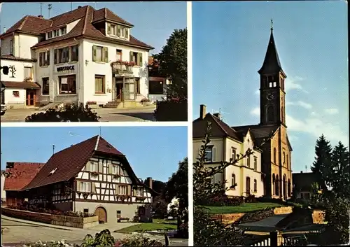 Ak Ohlsbach bei Offenburg, Gasthof-Pension Rebstock, Kirche